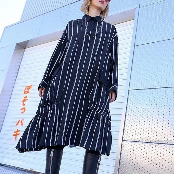 DIY pockets Cotton clothes For Women Fitted Shirts black striped daily Dresses Shirt Dress Style DIY pockets Cotton clothes For Women Fitted Shirts black striped daily Dresses Shirt Dress Style