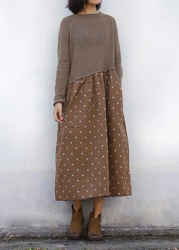 Cozy brown Sweater Wardrobes Quotes o neck tunic patchwork knitwear Sweater Dress Look Cozy brown Sweater Wardrobes Quotes o neck tunic patchwork knitwear Sweater Dress Look
