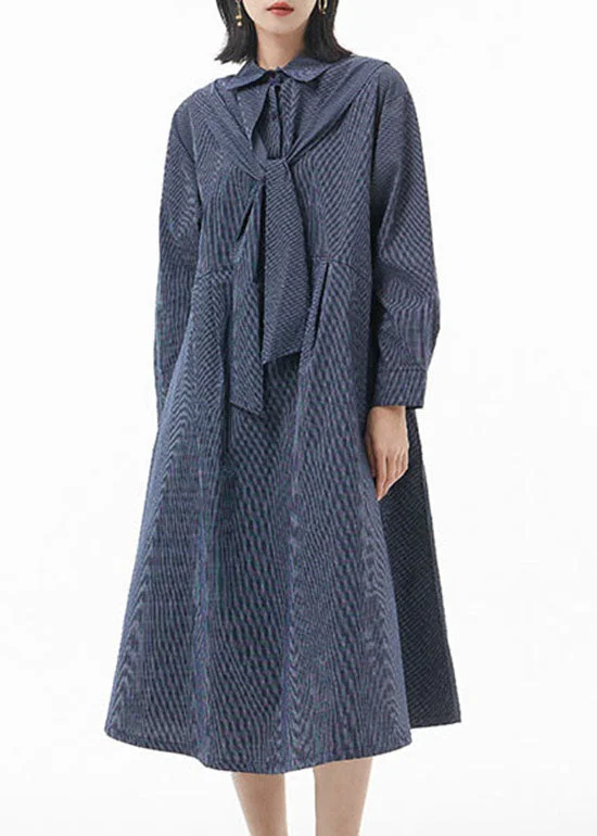 Casual Blue Peter Pan Collar Striped Patchwork shirt Dresses Spring Fashionable Shirt Dress Casual Blue Peter Pan Collar Striped Patchwork shirt Dresses Spring Fashionable Shirt Dress