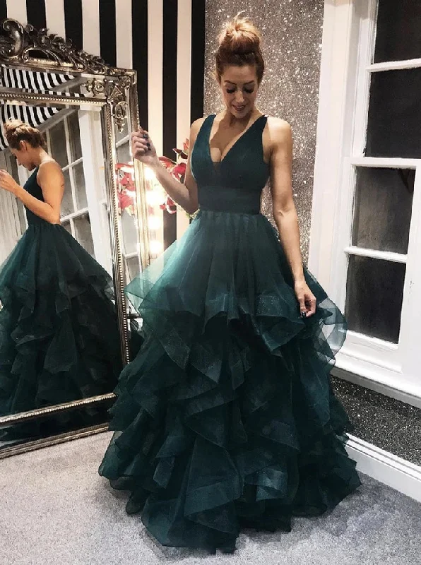 Dark Green Tulle Backless Prom Dresses, Long Evening Dress PO378 Tulle Bridesmaid Dress Dark Green Tulle Backless Prom Dresses, Long Evening Dress PO378 Tulle Bridesmaid Dress