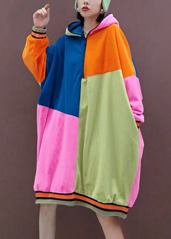 Italian multi Hooded Pockets Patchwork Pullover Sweatshirt dresses Spring Button-down Shirt Dress Italian multi Hooded Pockets Patchwork Pullover Sweatshirt dresses Spring Button-down Shirt Dress