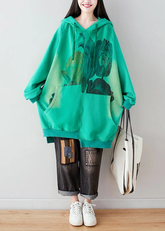Women Green Hooded drawstring pockets asymmetrical design Print Sweatshirt dresses Spring Modern Shirt Dress Women Green Hooded drawstring pockets asymmetrical design Print Sweatshirt dresses Spring Modern Shirt Dress