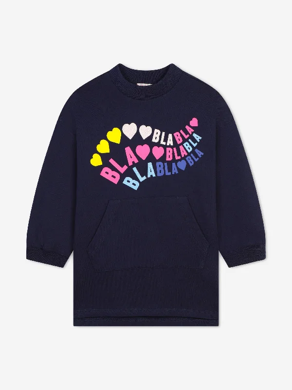 Billieblush Girls Slogan Sweater Dress in Navy Stylish Sweater Dress