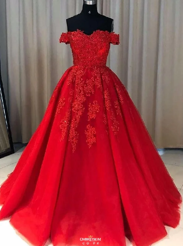Red Ball Gown Tulle Off-the-shoulder Lace Appliques Long Prom Dress OP532 Blue Tulle Dress Red Ball Gown Tulle Off-the-shoulder Lace Appliques Long Prom Dress OP532 Blue Tulle Dress