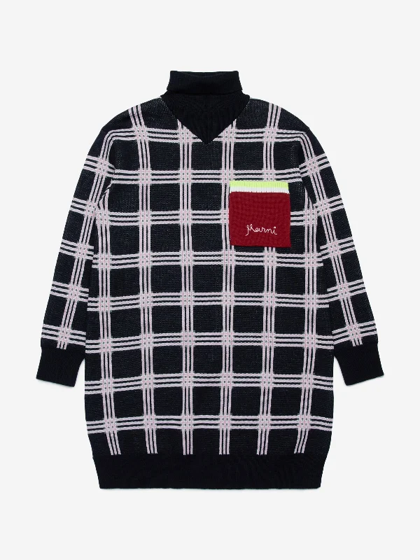 MARNI Girls Sweater Dress in Black Fall Sweater Dress