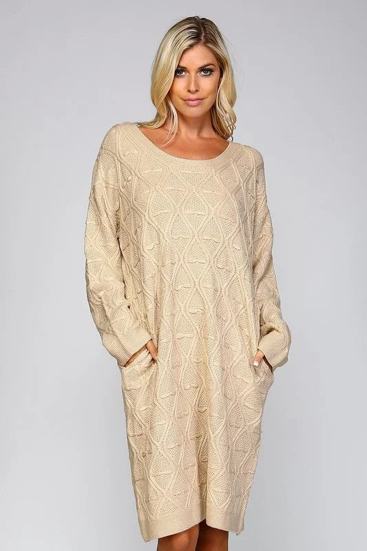 Pattern Sweater Dress Fitted Knit Sweater