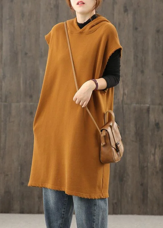 Style hooded pockets shirts pattern brown shirts Belted Button Dress