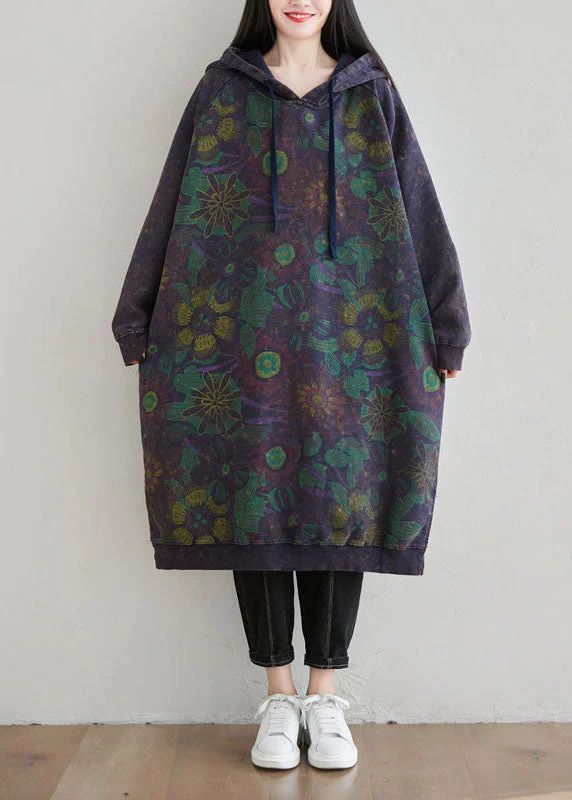 Diy Dark Blue side open drawstring Hooded Loose Sweatshirt dresses Spring Plaid Shirt Dress Diy Dark Blue side open drawstring Hooded Loose Sweatshirt dresses Spring Plaid Shirt Dress
