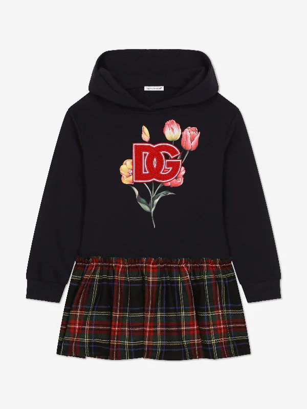 Dolce & Gabbana Girls Tartan Tulip Sweater Dress in Multicolour Wool Sweater Dress