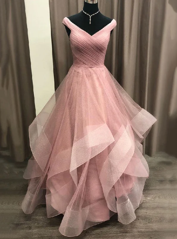 Princess Off Shoulder Tulle Long Prom Dress Layered Evening Dress OP679 Sexy Tulle Dress Princess Off Shoulder Tulle Long Prom Dress Layered Evening Dress OP679 Sexy Tulle Dress