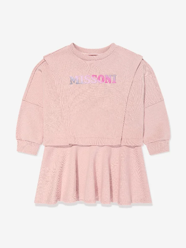Missoni Girls Logo Sweater Dress in Pink Sweater Dress Cozy