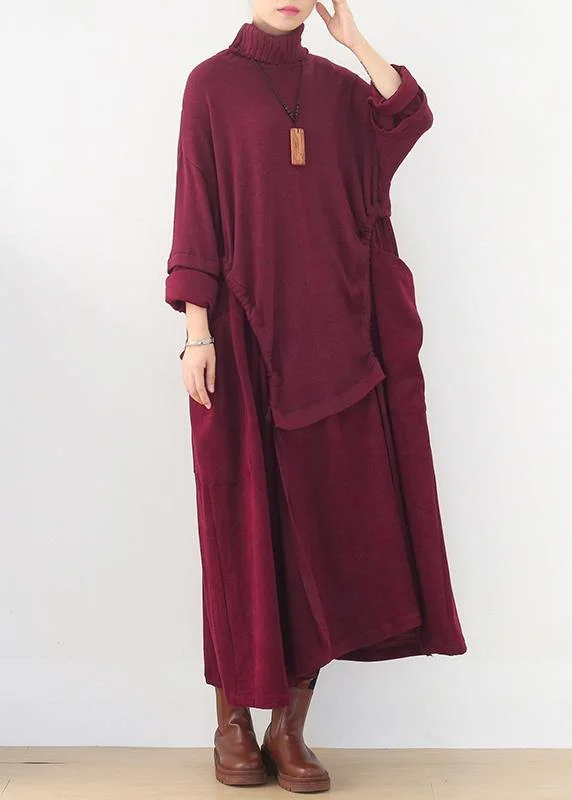 Oversized high neck patchwork Sweater Wardrobes Women burgundy Tejidos knit dresses Simple Knit Sweater Oversized high neck patchwork Sweater Wardrobes Women burgundy Tejidos knit dresses Simple Knit Sweater