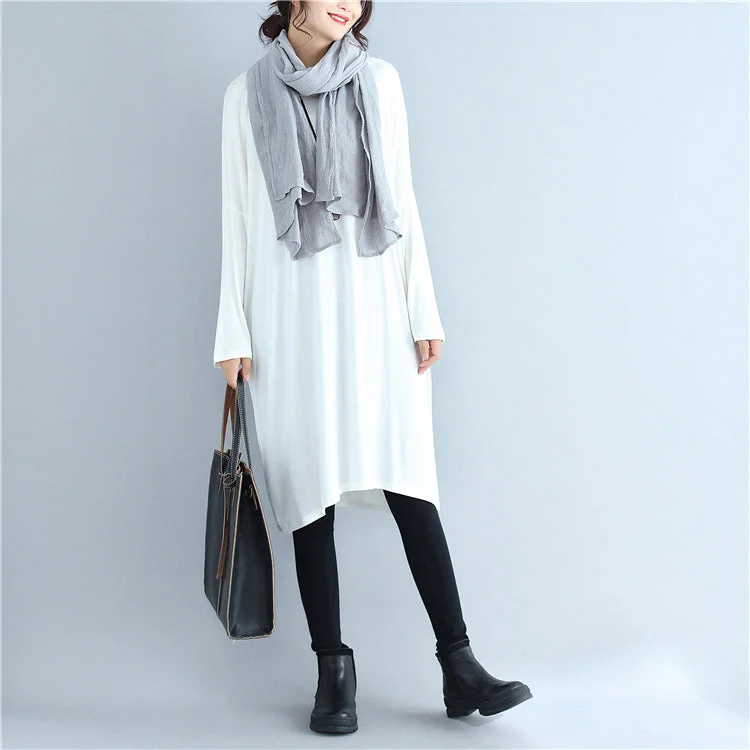autumn white casual cotton t shirt dresses oversize long sleeve shift dress Casual Dress Shirt autumn white casual cotton t shirt dresses oversize long sleeve shift dress Casual Dress Shirt