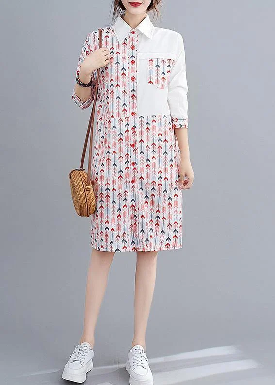 Style Pink Print Top Lapel Patchwork Daily Spring Shirts Button Detail Shirt