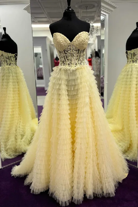 Cute Sweetheart Lace Tulle Long Prom Dress Chic Tulle Dress