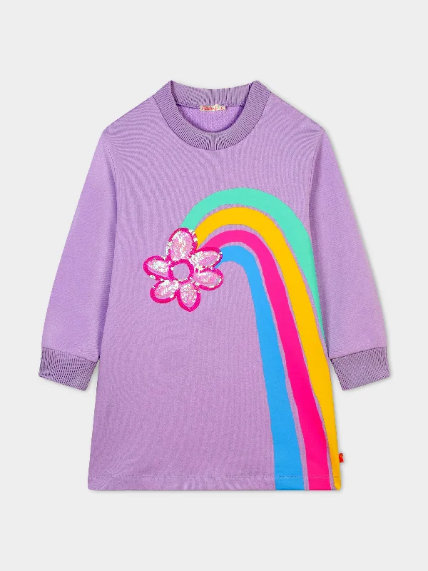 Billieblush Girls Rainbow Flower Sweater Dress in Purple Sweater Dress Outfit