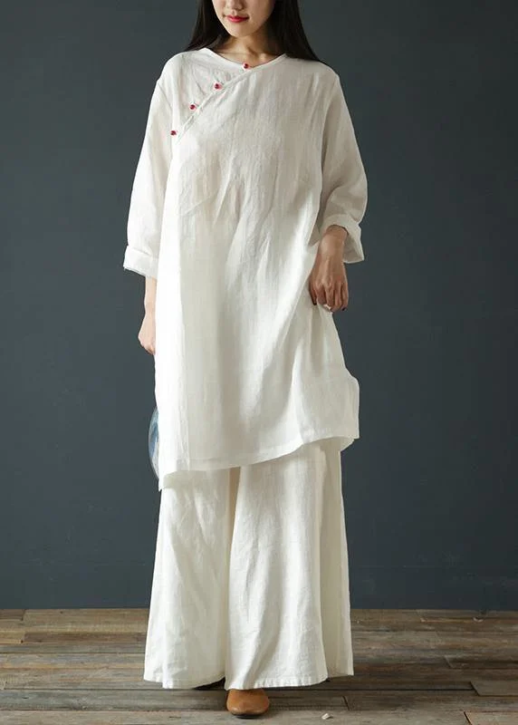 DIY o neck linen summer shirts Wardrobes white blouses Feminine Shirt Dress