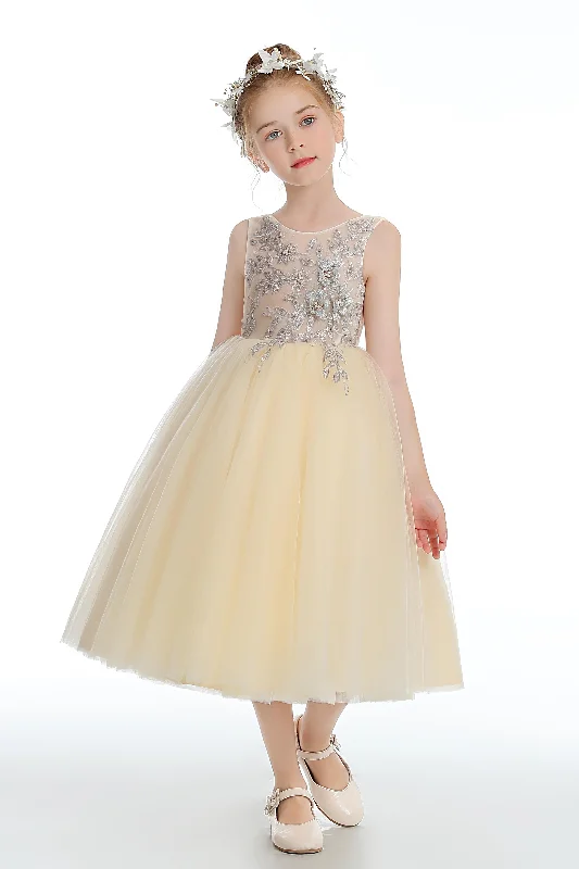 Tulle Daffodil Sleeveless V Back Flower Girl Dress Pretty Tulle Dress