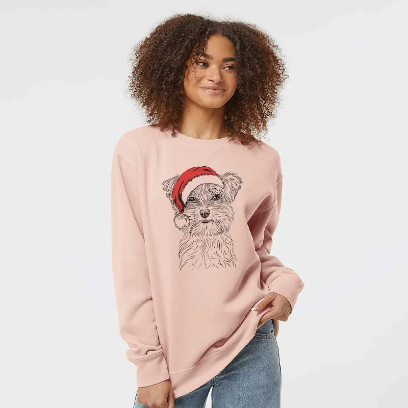 Santa Kiwi the Morkie - Unisex Pigment Dyed Crew Sweatshirt