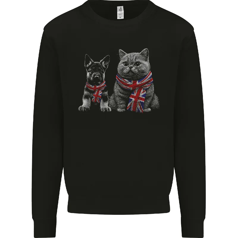 Cat & Dog Union Jack Scarf German Shepherd Mens Sweatshirt Jumper