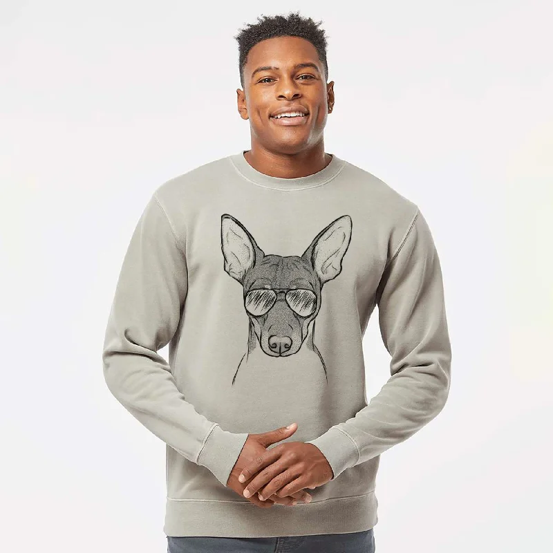 Aviator Knox the Rat Terrier - Unisex Pigment Dyed Crew Sweatshirt