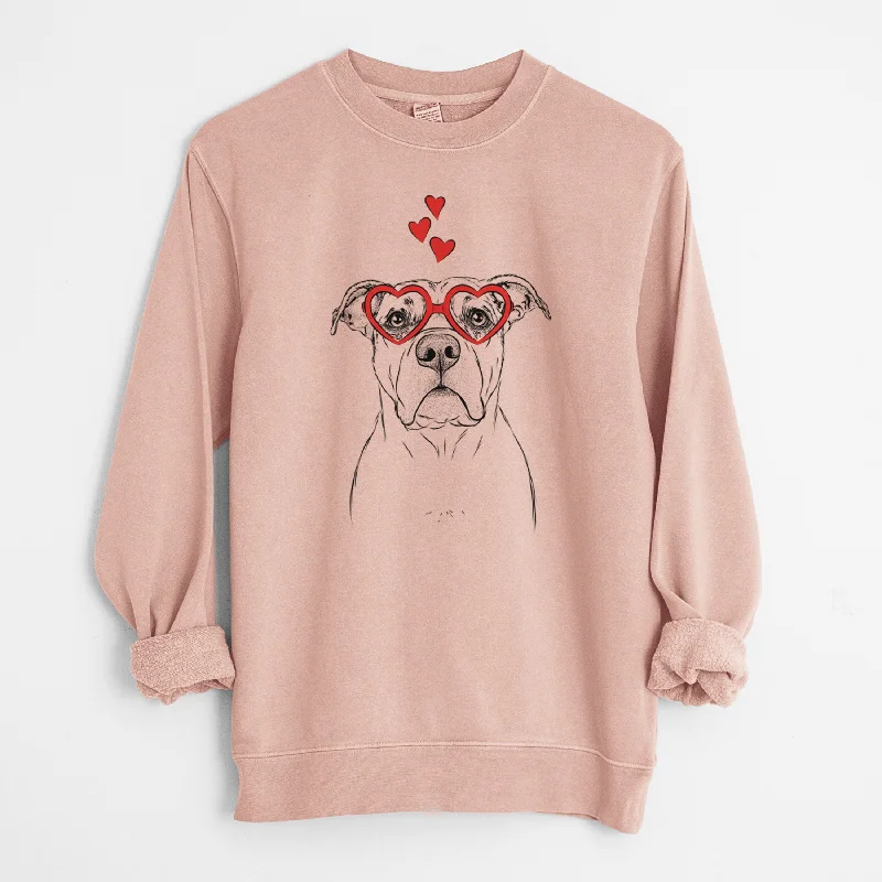 Valentine KiaOra the Pitbull Mix - Unisex Pigment Dyed Crew Sweatshirt