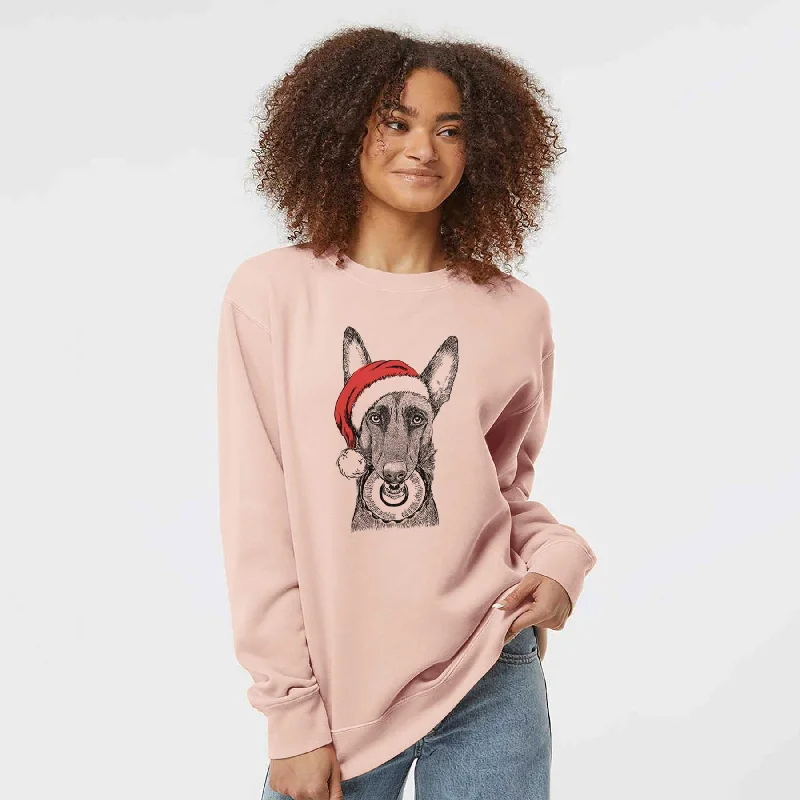 Santa Juno the Belgian Malinois - Unisex Pigment Dyed Crew Sweatshirt
