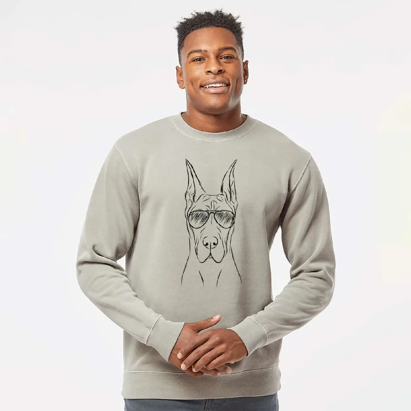 Aviator Jude the Great Dane - Unisex Pigment Dyed Crew Sweatshirt