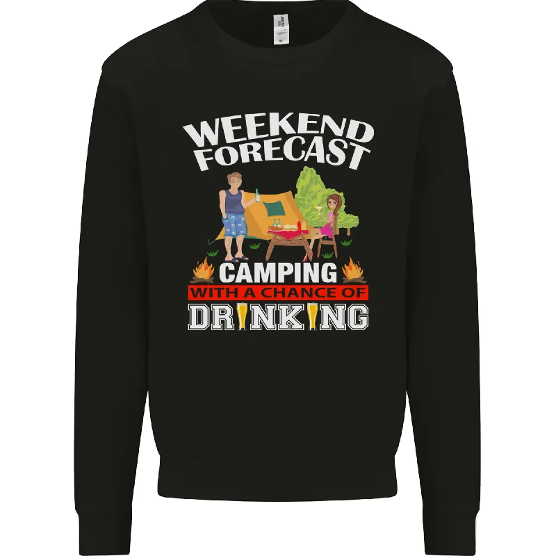Camping Weekend Forecast Funny Alcohol Beer Mens Sweatshirt Jumper