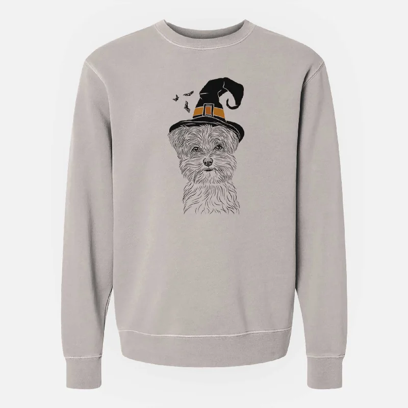 Witch Kiwi the Morkie - Unisex Pigment Dyed Crew Sweatshirt