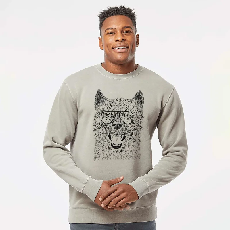 Aviator Jeff the Cairn Terrier - Unisex Pigment Dyed Crew Sweatshirt