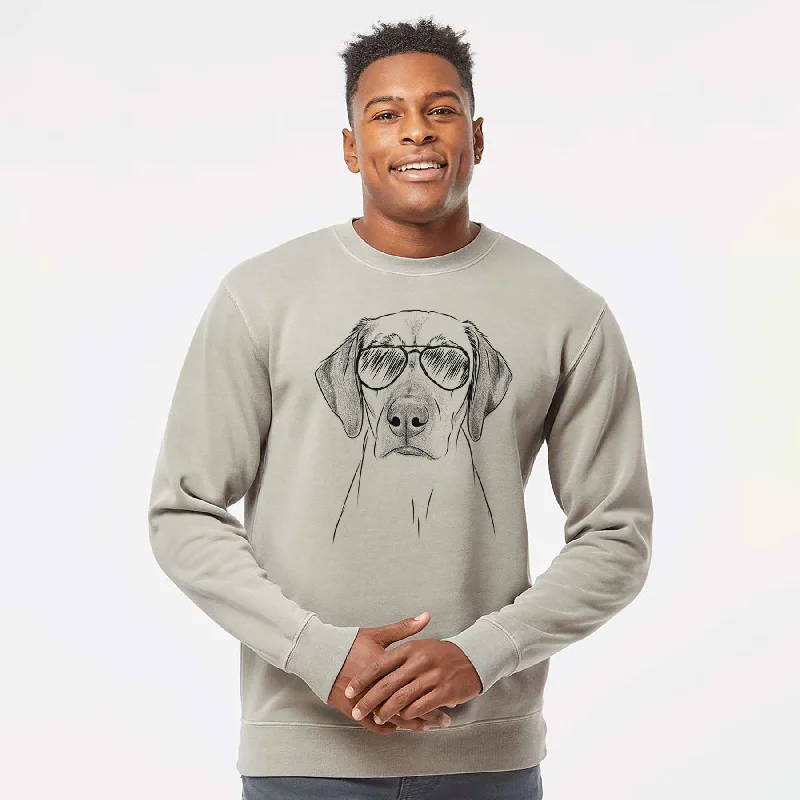 Aviator Jenga the Rhodesian Ridgeback - Unisex Pigment Dyed Crew Sweatshirt