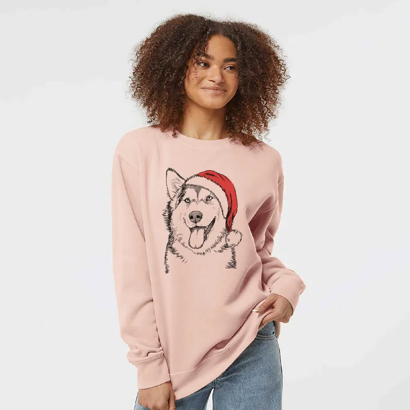 Santa Kaskae the Alaskan Malamute - Unisex Pigment Dyed Crew Sweatshirt