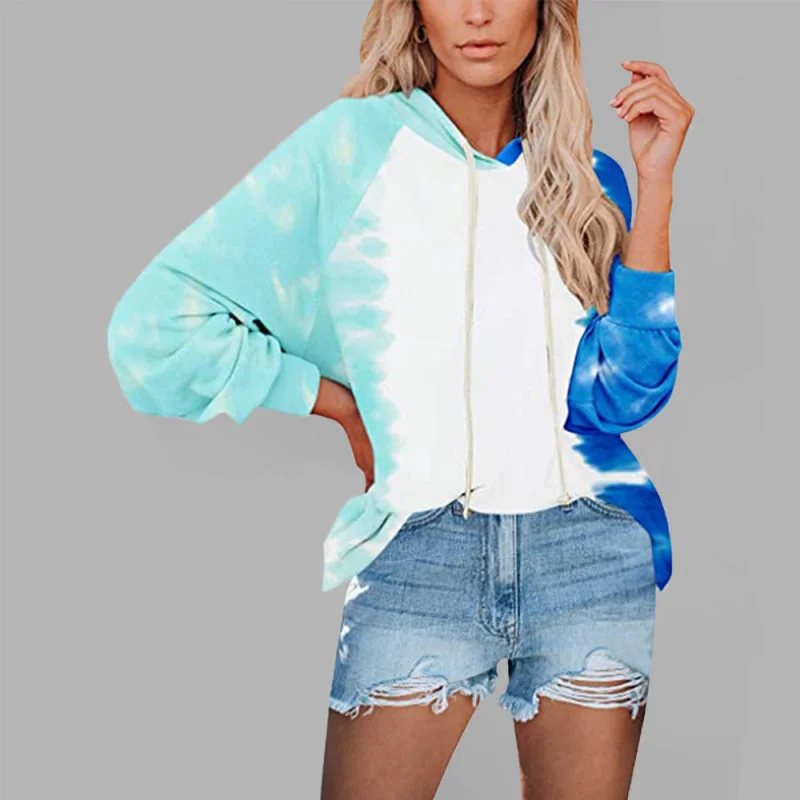 Women's Vibrant Tie Dye Hoodie With Drawstring Feature Classic Hoodie Sweatshirt