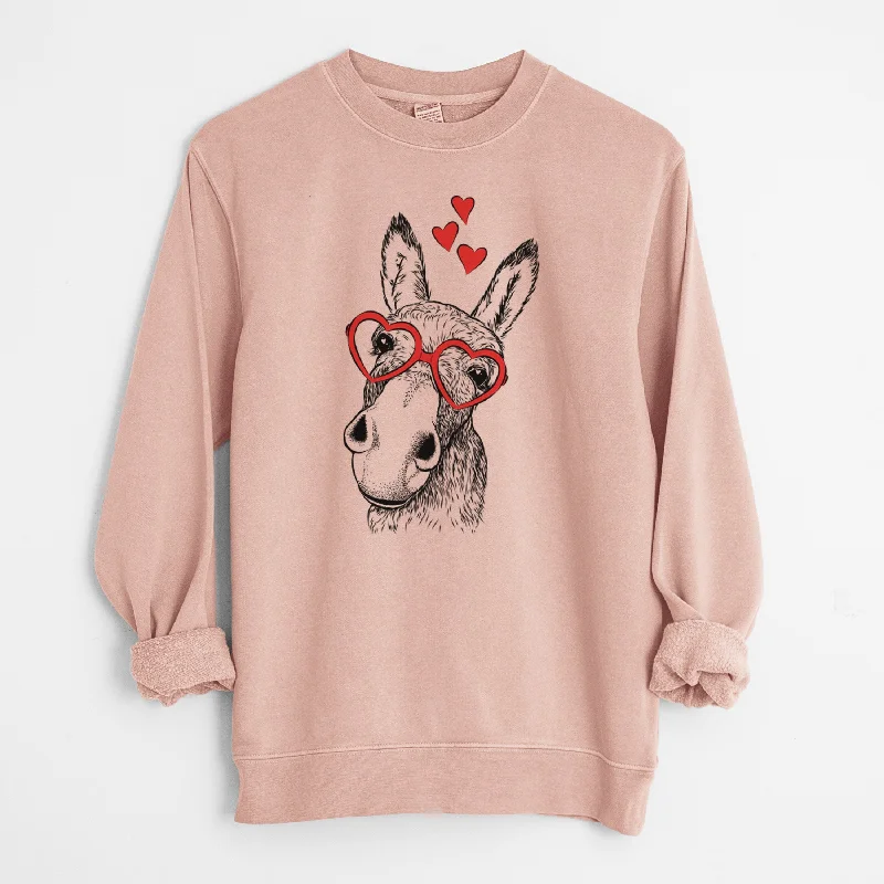 Valentine Jenny the Donkey - Unisex Pigment Dyed Crew Sweatshirt