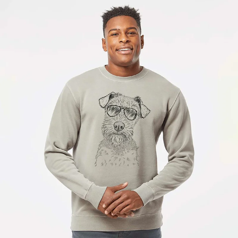 Aviator Kiara the Welsh Terrier - Unisex Pigment Dyed Crew Sweatshirt