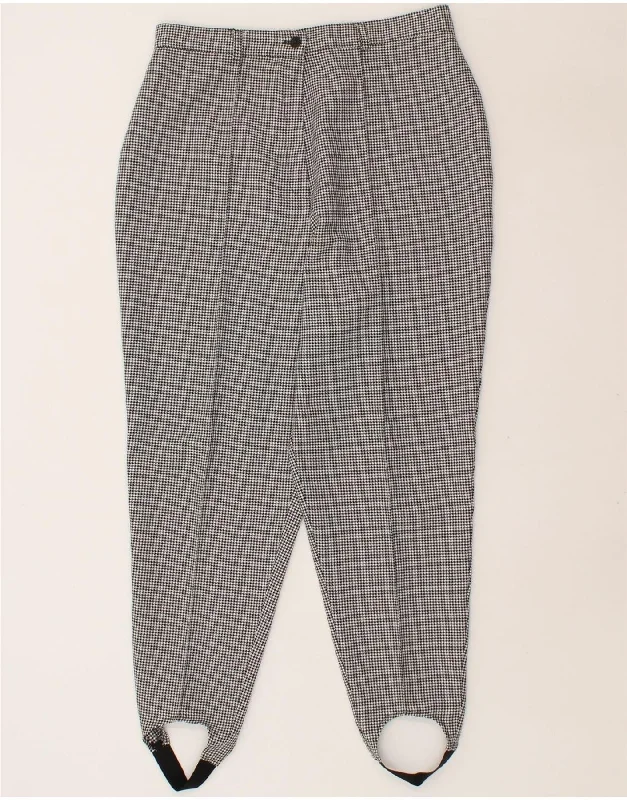 VINTAGE Womens Stirrup Casual Trousers W32 L26  Grey Houndstooth Polyester
