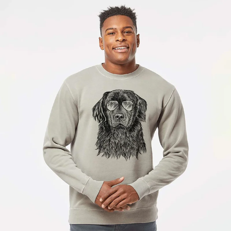 Aviator Jinx the Newfoundland - Unisex Pigment Dyed Crew Sweatshirt