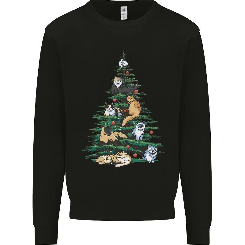 Cat Christmas Tree Mens Sweatshirt Jumper