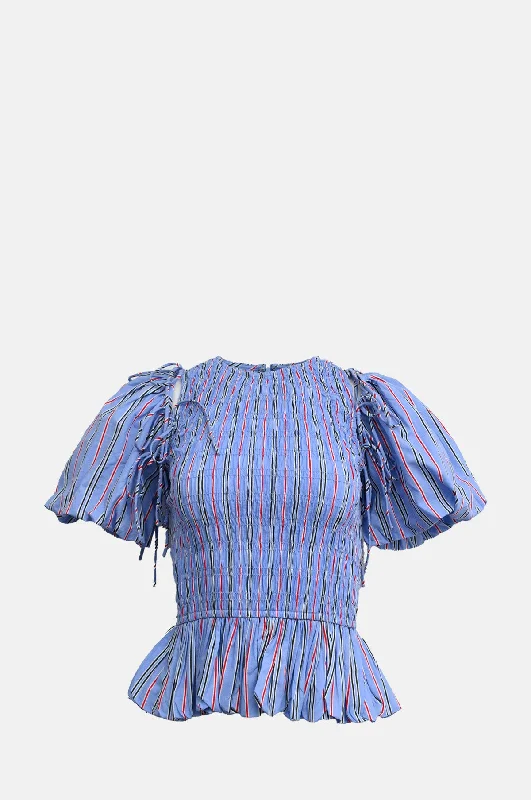 Becca Blouse Bold Blue Stripe Pullover Hoodie Sweatshirt Trend