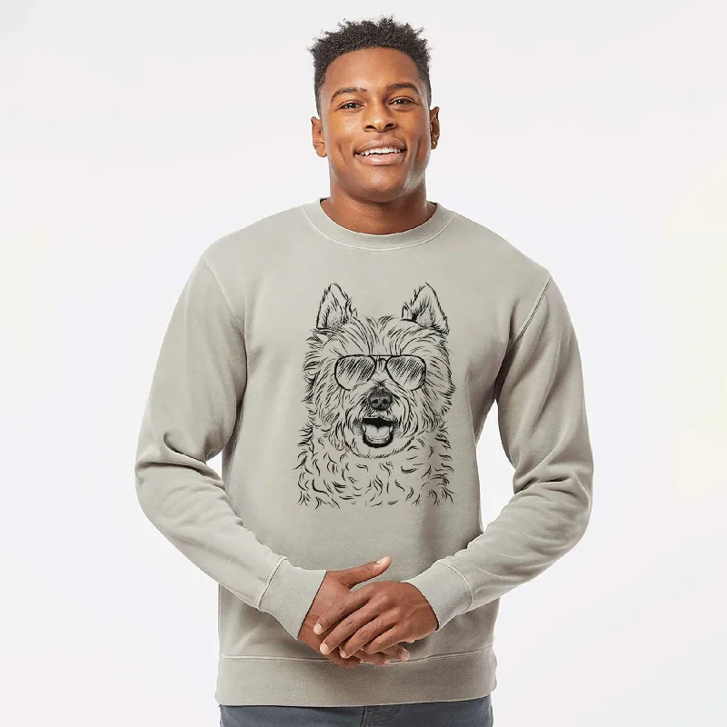 Aviator Kami the West Highland Terrier - Unisex Pigment Dyed Crew Sweatshirt