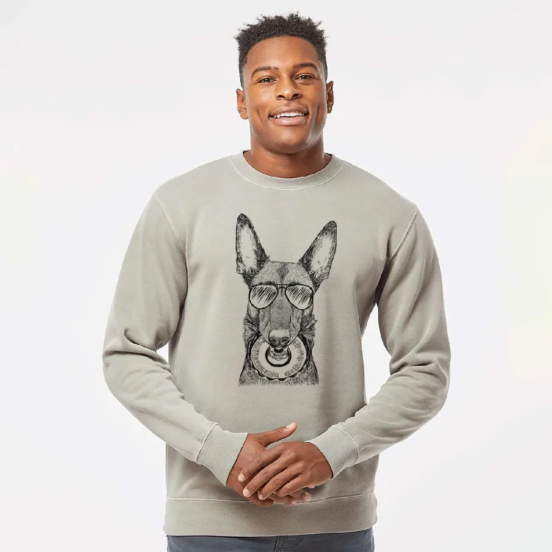 Aviator Juno the Belgian Malinois - Unisex Pigment Dyed Crew Sweatshirt