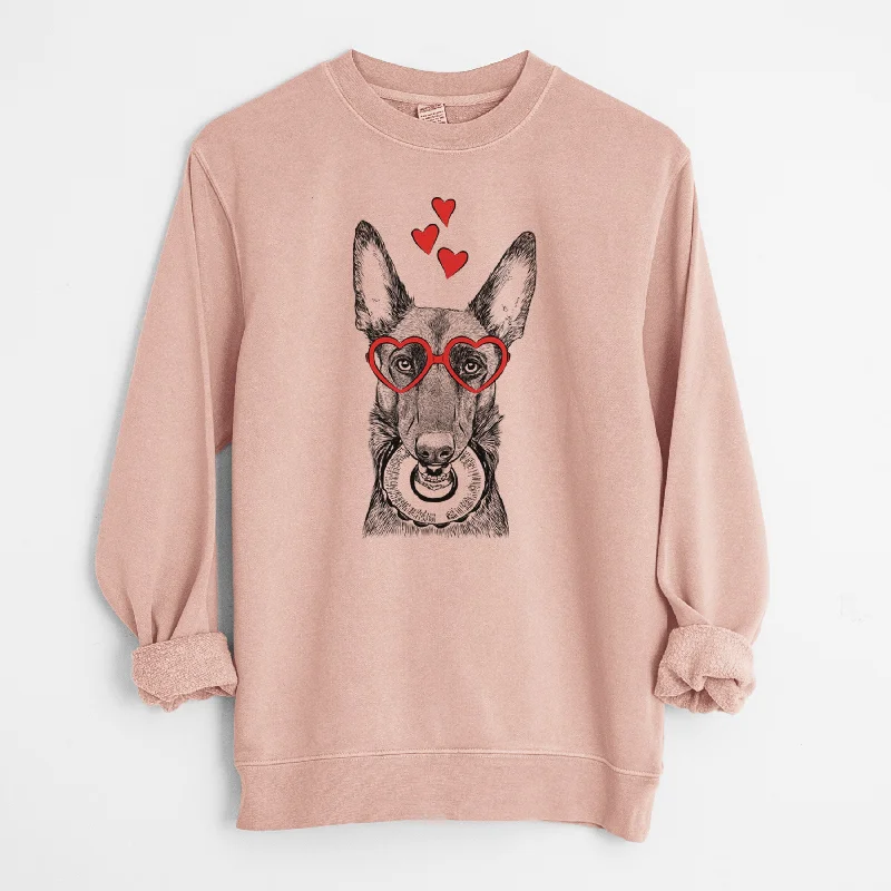Valentine Juno the Belgian Malinois - Unisex Pigment Dyed Crew Sweatshirt