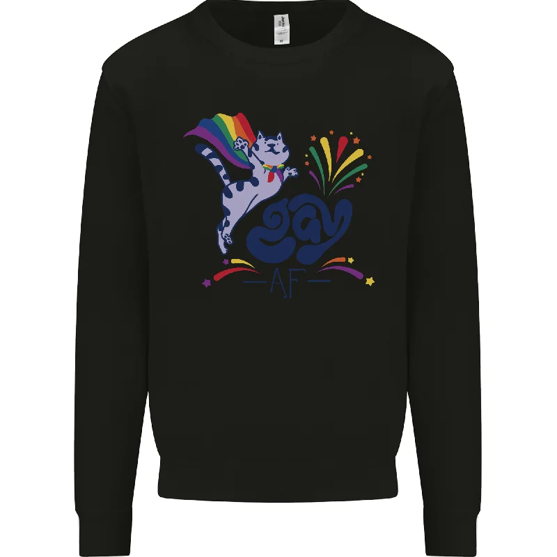 Cat Gay AF LGBT Gay Pride Mens Sweatshirt Jumper