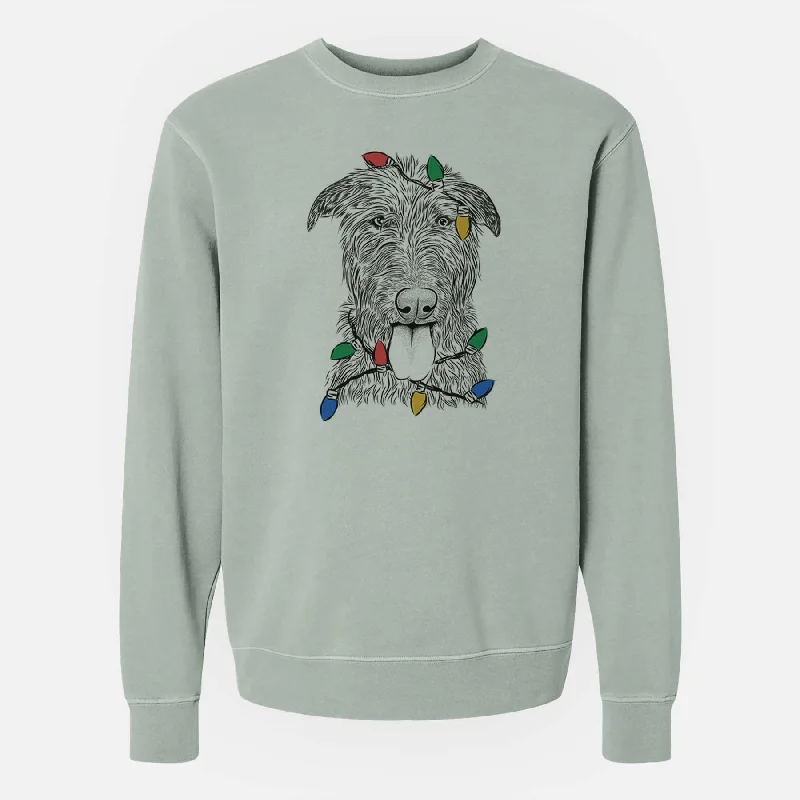 Christmas Lights Keeva the Irish Wolfhound - Unisex Pigment Dyed Crew Sweatshirt