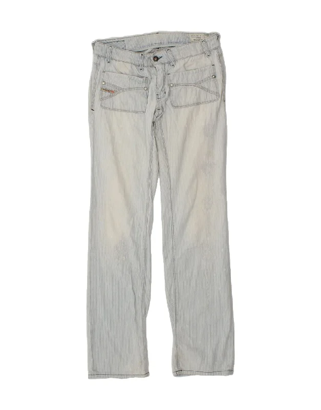 DIESEL Womens Straight Jeans W30 L32  Blue Striped Cotton