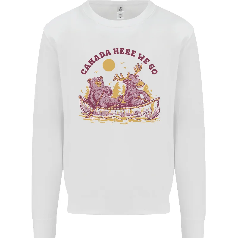 Canada Here We Go Moose and Bear Canadian Mens Sweatshirt Jumper