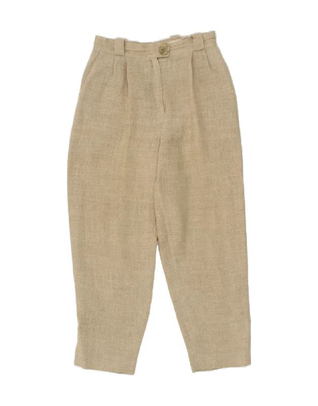 VINTAGE Womens Pegged Cropped Trousers IT 42 Medium W30 L26  Beige