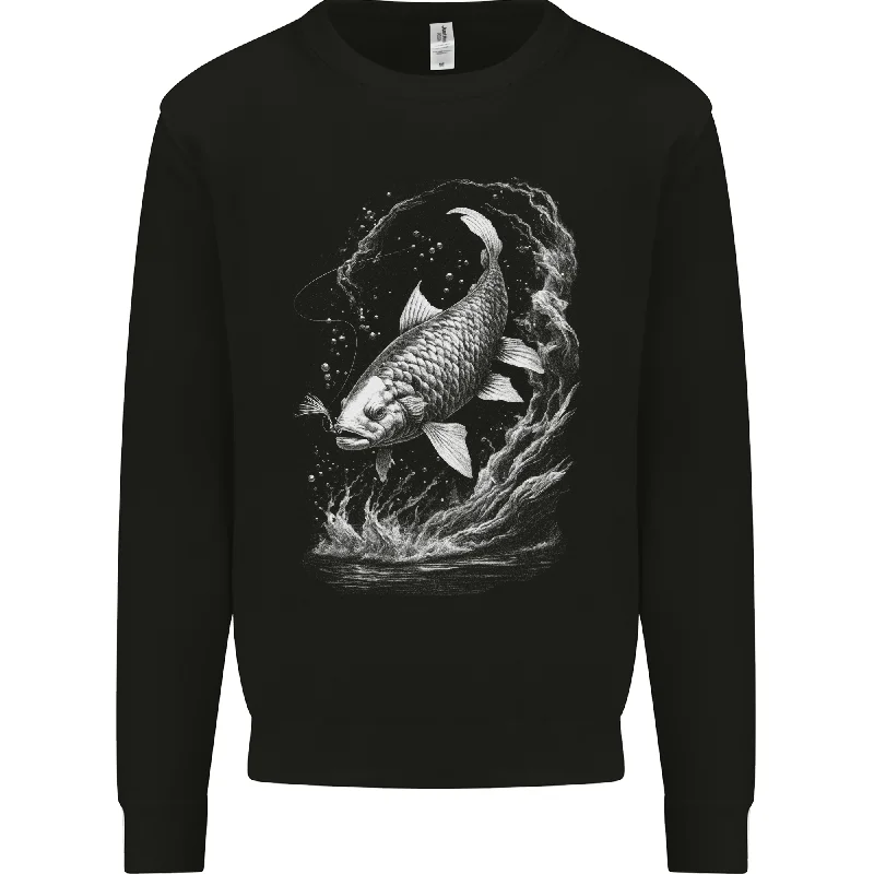 Carp Fish on a Line Fishing Fisherman Mens Sweatshirt Jumper