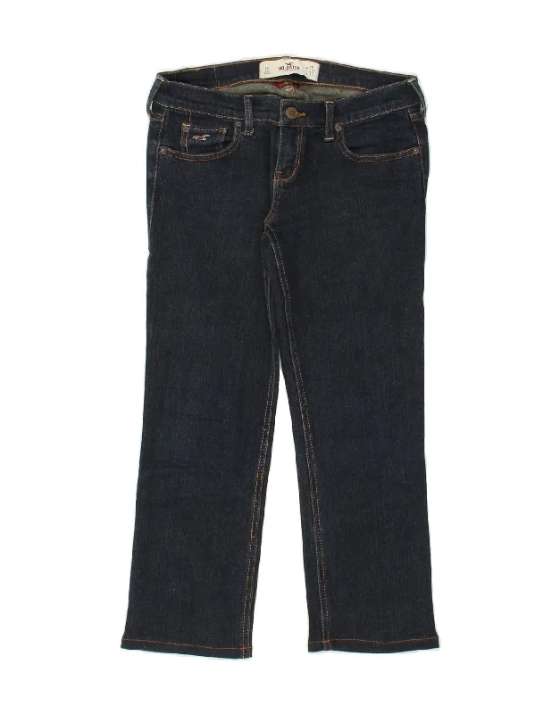 HOLLISTER Womens Cropped Jeans W25 L22 Navy Blue Cotton
